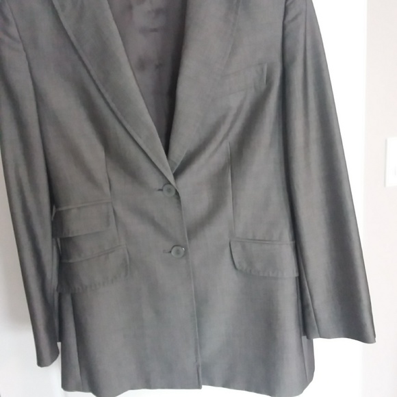 Italian Milan grey detailed stitching pant suit in fine wool - Picture 3 of 11